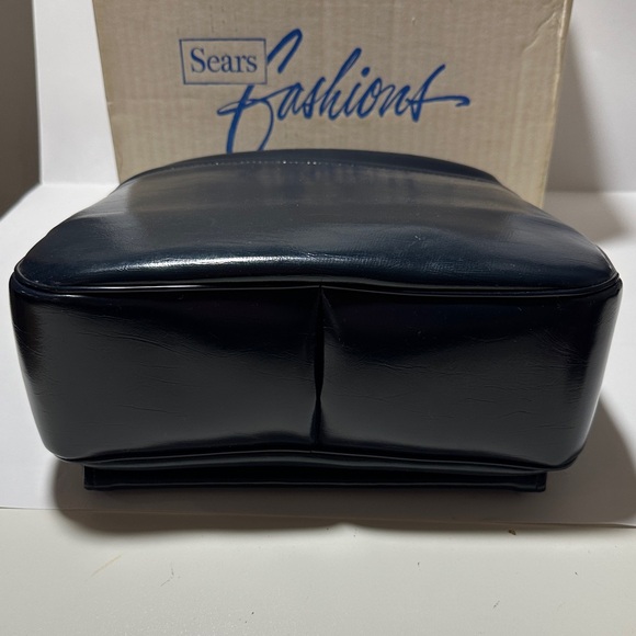 Vintage Sears Navy Geometric Shoulder Bag – Gold Hardware – New in Box - Picture 10 of 12
